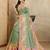 Green floral mirror work poly chiffon saree