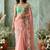 Peach floral aari work poly chiffon saree