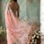 Peach floral aari work poly chiffon saree