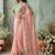 Peach floral aari work poly chiffon saree