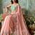 Peach floral aari work poly chiffon saree