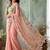 Peach floral aari work poly chiffon saree