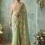 Sea green floral embroidered poly chiffon saree