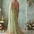 Sea green floral embroidered poly chiffon saree