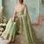 Sea green floral embroidered poly chiffon saree