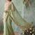 Sea green floral embroidered poly chiffon saree