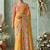 Yellow geometric printed zari saree