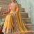 Yellow geometric printed zari saree