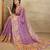 Lavender floral printed mirror work saree