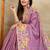 Lavender floral printed mirror work saree