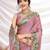 Pink aari work printed  chiffon saree