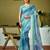 Blue tie and dye zari  linen ready to wear saree