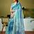 Blue tie and dye zari  linen ready to wear saree