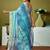 Blue tie and dye zari  linen ready to wear saree