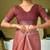 Brown floral zari  linen ready to wear saree