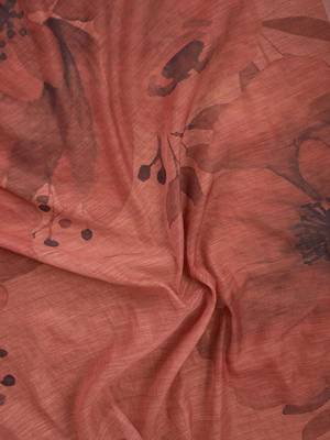 Brown floral zari  linen ready to wear saree 5