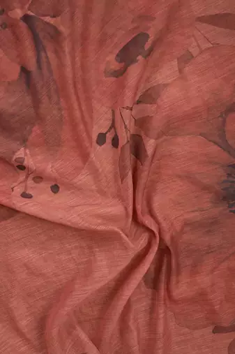 Brown floral zari  linen ready to wear saree