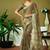 Green floral zari  linen ready to wear saree