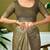 Green floral zari  linen ready to wear saree
