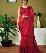Red ethnic motifs ready to wear saree