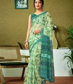 Green floral ready to wear saree