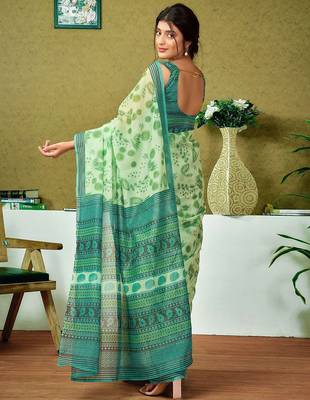 Green floral ready to wear saree 3