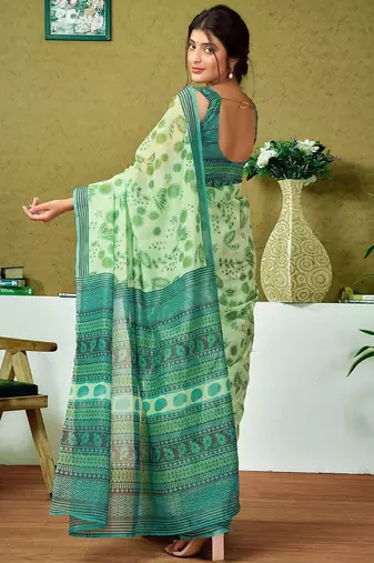 Green floral ready to wear saree