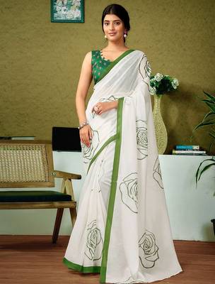 Off white floral ready to wear saree 1