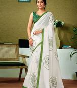 Off white floral ready to wear saree