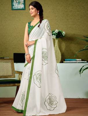 Off white floral ready to wear saree 2