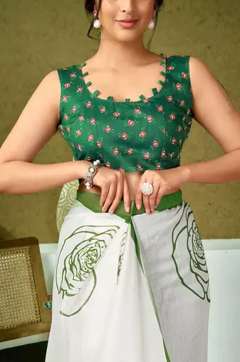 Off white floral ready to wear saree