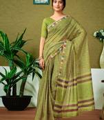 Olive checked ready to wear saree