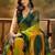 Green bandhani printed embellished beads and stones border saree