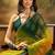 Green bandhani printed embellished beads and stones border saree