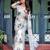 White floral printed zari  linen saree with blouse piece