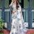 White floral printed zari  linen saree with blouse piece