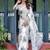 White floral printed zari  linen saree with blouse piece