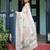 White printed floral  linen sarees