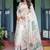 White printed floral  linen sarees
