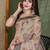 Brown kalamkari aari work  cotton saree