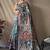 Blue kalamkari printed saree