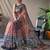 Orange kalamkari printed saree with blouse piece