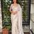 Off white floral embroidered designer tussar saree