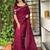 Maroon floral embroidered designer tussar saree