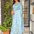 Sea green floral embroidered designer tussar saree
