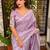 Lavender floral embroidered designer tussar saree