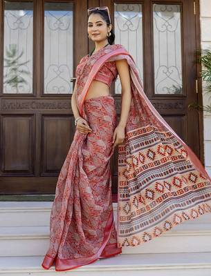 Red paisley zari ready to wear saree 2