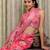Pink floral zari linen blend ready to wear saree