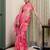 Pink floral zari linen blend ready to wear saree