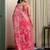 Pink floral zari linen blend ready to wear saree